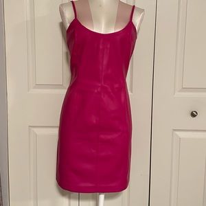 Steve Madden Vegan Leather Slip Dress Fuchsia Women Size M NWT $99